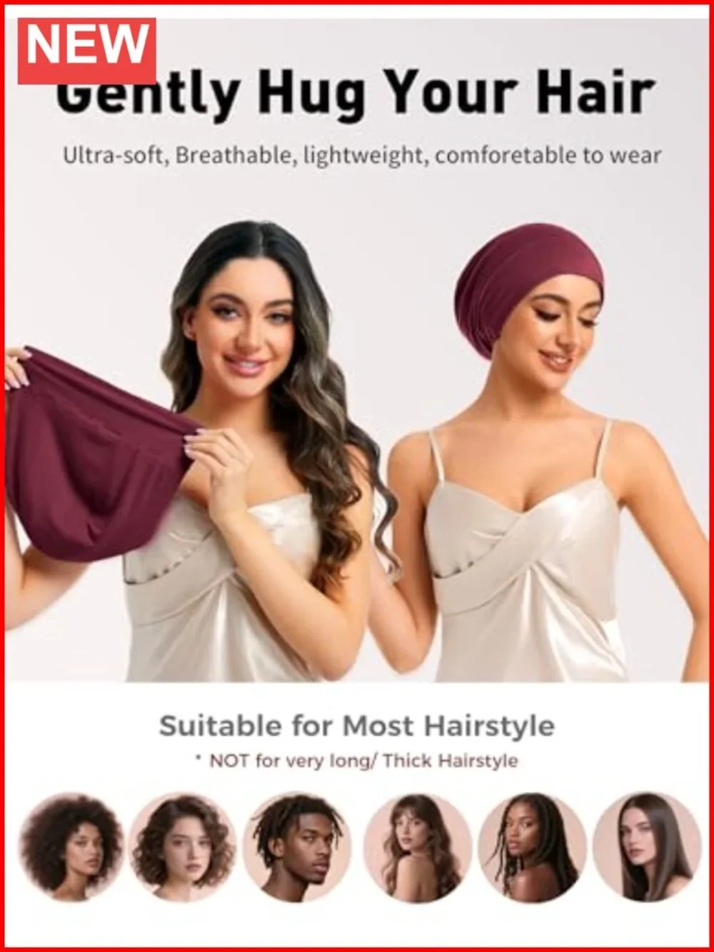 Mulberry Silk Lined Bonnet - Adjustable Night Sleep Cap for Hair Care